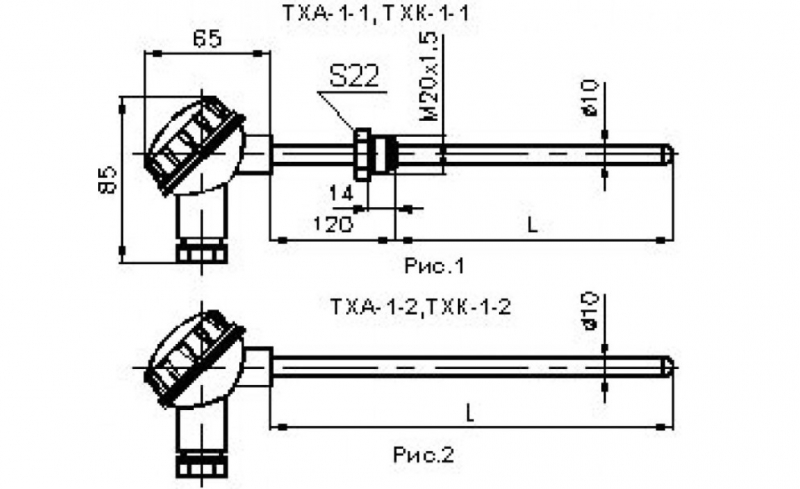 Преобразователи температуры термоэлектрические типа ТХА-1, ТХК-1